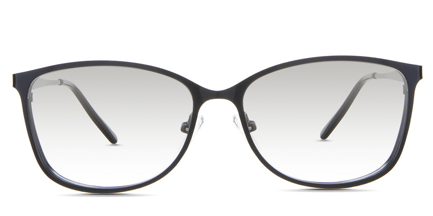 Yvonne black tinted Gradient glasses in the Crow variant - is a metal frame with a narrow-width nose bridge and a combination of metal arm and acetate temple tips.