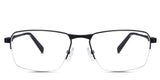 Zai Eyeglasses in the cemani variant - it's a half-rimmed metal frame in color black.