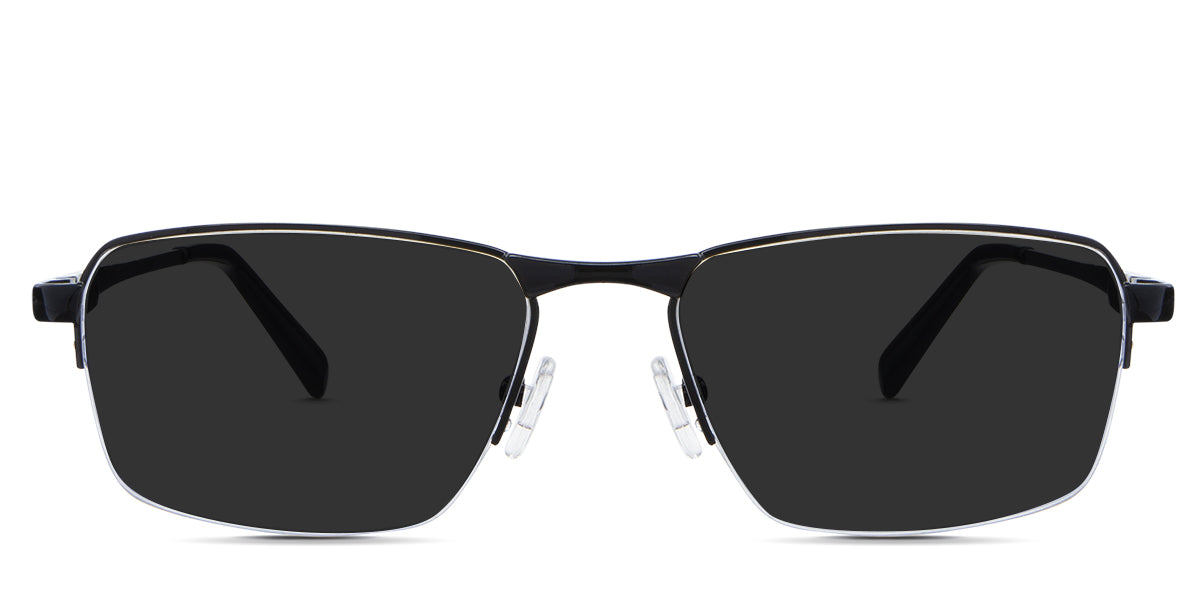 Zai Gray Polarized in the cemani variant - it's a half-rimmed metal frame with a silicon nose pad.