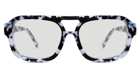 Zaro black tinted Standard Solid eyeglasses in prudence variant has straight top bar and broad viewing area