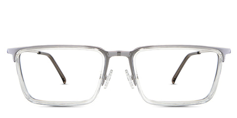 Zayn eyeglasses in the silver variant - it's a rectangular frame with half-rimmed metal