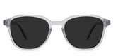 Zev Gray Polarized in the Sposh variant - it's a square frame with a key-hole nose bridge and a thin acetate rim and temple arm.