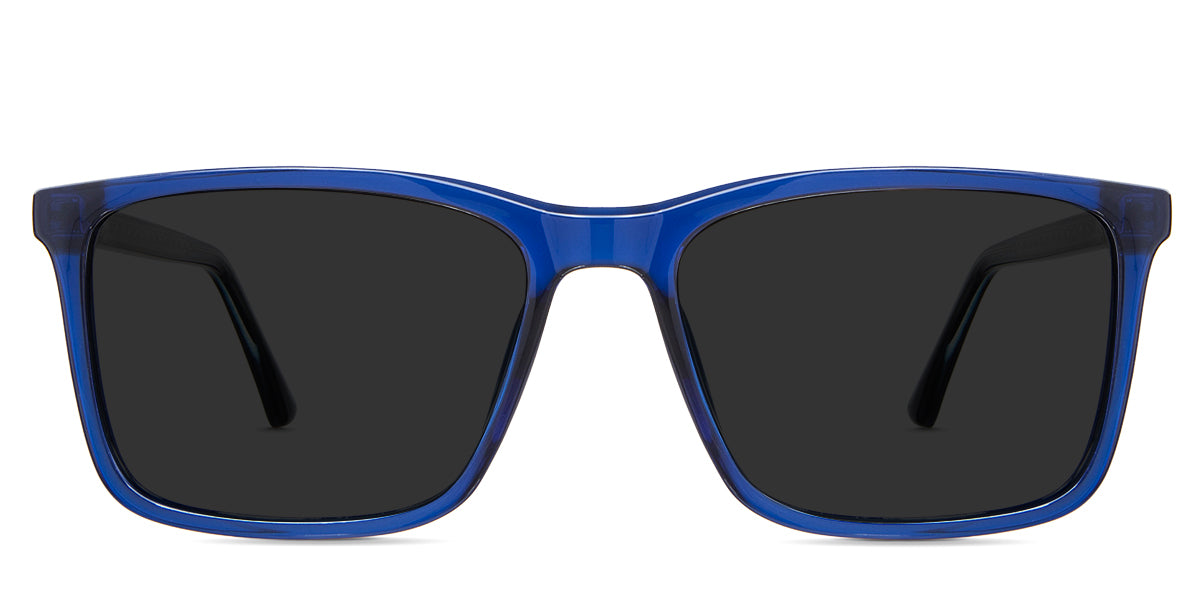 Ziggy Black Sunglasses Solid in the Indigo variant - it's an acetate frame with a narrow-width nose bridge.