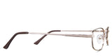 Zoey eyeglasses in the gold variant - have a slim temple arm with brown acetate temple tips.