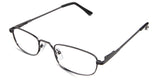 Zoey eyeglasses in the gunmetal variant - have a high hat-shaped nose bridge.