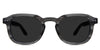 Zuri black tinted Standard Solid sunglasses in melanite variant - is a full rimmed frame with keyhole shaped nose bridge and acetate temple arms.