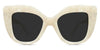 Belga Gray Polarized cat eye frame in celestial variant - it has square viewing area with broad upper bar