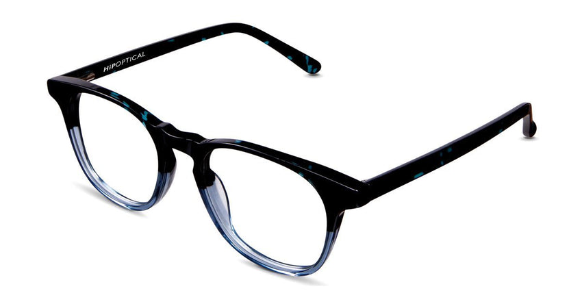 Turner eyeglasses in evening sky variant - it's acetate frame in black and blue colour - it has medium viewing area