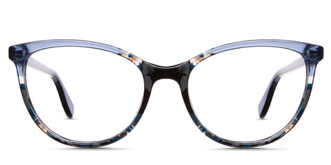 Etter frame in maritime variant - it's cat eye frame in blue, black and gray colour - it has medium viewing area Bold