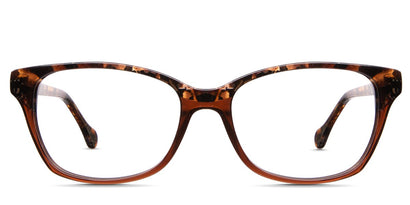Huxley eyeglasses in goldenrod variant made with acetate material - it's two toned frame in brown and black shade