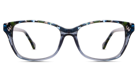 Huxley eyeglasses in concrete variant made with acetate material - it has rectangle two toned frame in gray, green and blue shade Bold