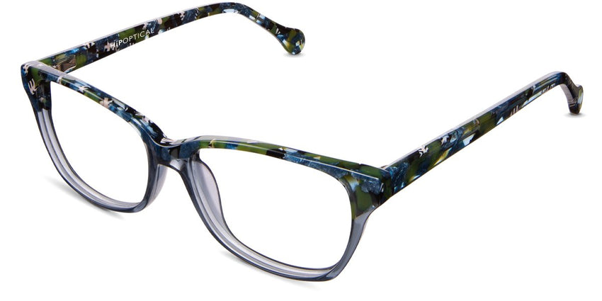 Huxley frame in concrete variant - it has thin arms covered with blue and green colour pattern