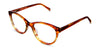 Roth frame in sunny field variant - oval shape in brown and orange colours - it has thin arms written hip optical on it