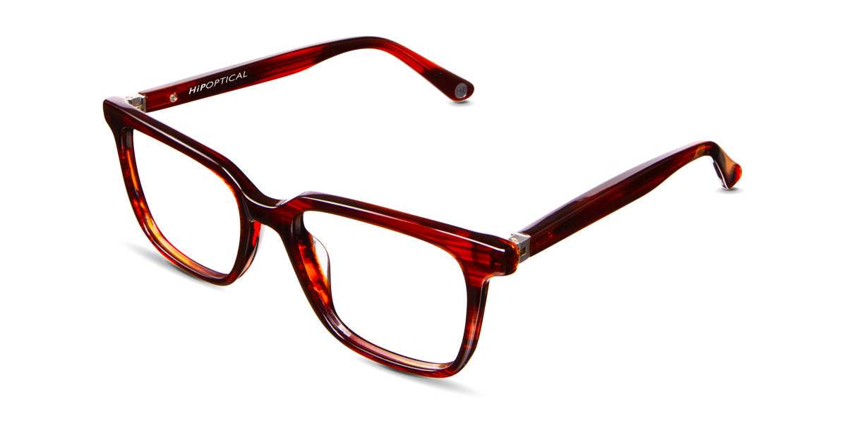 Deshler Jr acetate eyewear in fiery opal variant - It has a company name inside the right arm of the frame.