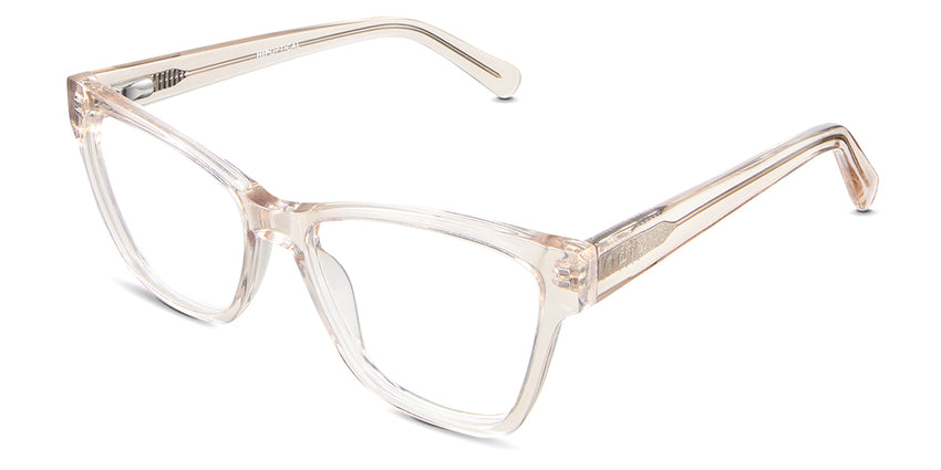 Asio acetate eyeglasses in the chansey variant have a thin-rimmed and broad end piece.