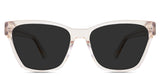 Asio black tinted Standard Solid sunglasses in chansey variant - it's a clear frame with broad temple arm and visible wire core.