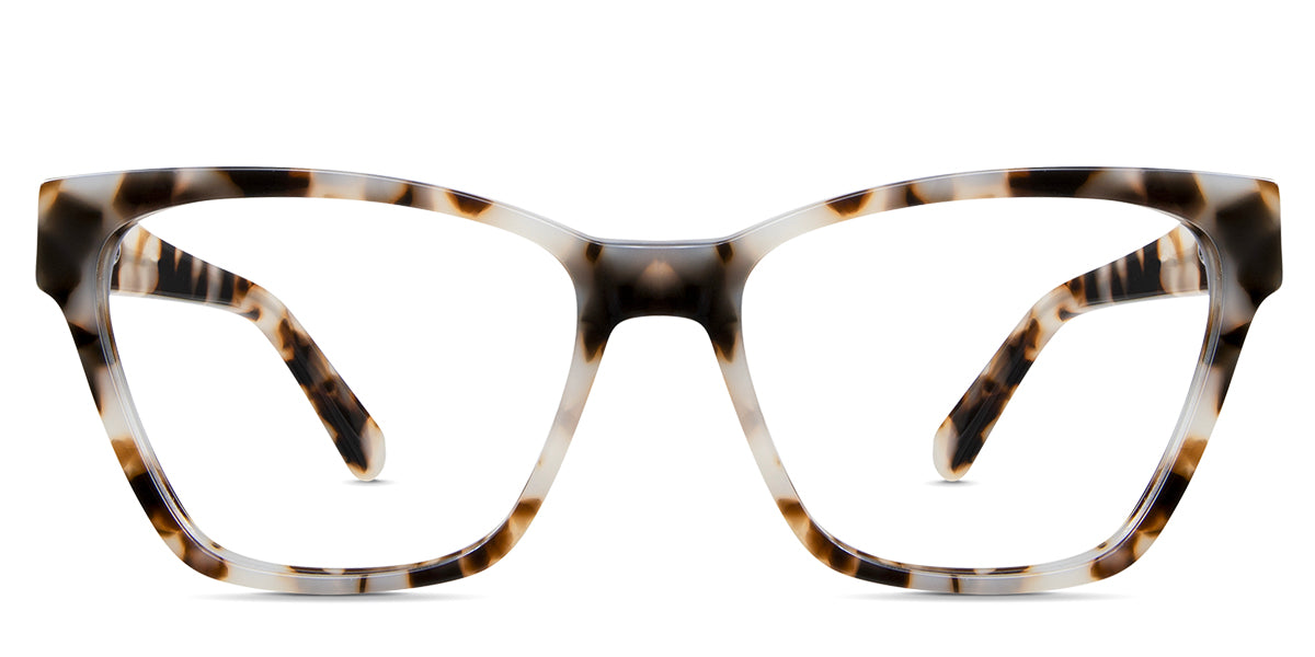 Asio acetate frame in cowry variant - it's a square frame with a touch of cat eye endpiece. best seller