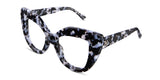 Belga frame in hollywood variant - cat eye frame with black, gray and white shades of colours and broad arms with Hip optical written on it