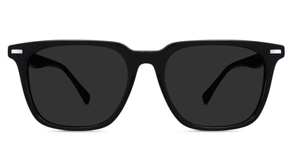 Binni black tinted Standard Solid sunglasses in midnight variant - it's a rectangular acetate frame with a narrow nose bridge.