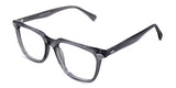 Binni acetate eyeglasses in the sooty variant - have a straight cut on the top of the rim and a regular thick temple arm.