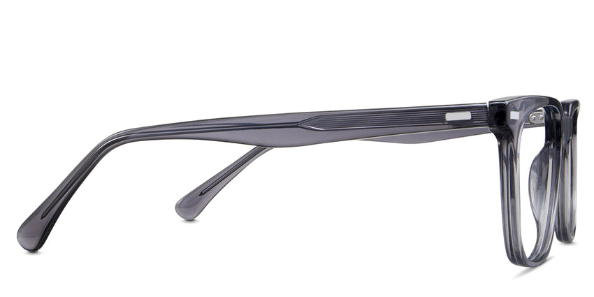 Binni prescription glasses in sooty variant - it's a regular size frame with a 145mm temple arm.