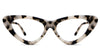 Bizan eyeglasses in cooper variant in tortoiseshell cat eye style with off white, black and little shade of beige color Cat-Eye