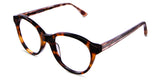 Bloso frame in hickory variant with orange and brown colour - round frame with acetate material - with thin temple arms 