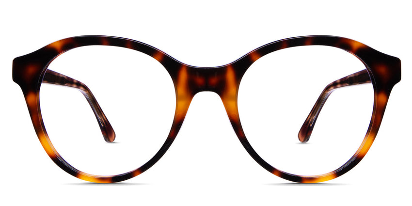 Bloso glasses in hickory variant - it's round frame in tortoise style pattern - medium size frame with acetate material Bold