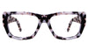 Daru frame in chiffon variant in creamy white and black color with pink shades - rectangle frame has pointed top bar Bold