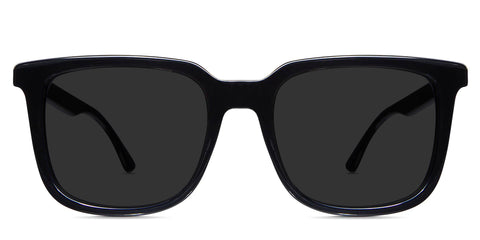 Denes black tinted Standard Solid sunglasses in midnight variant - it's square frame with medium thick border