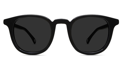 Dep black tinted Standard Solid sunglasses in midnight variant - it's a round full-rimmed frame with long end piece