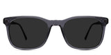 Dex black tinted Standard Solid sunglasses in sooty variant - it's a square full-rimmed frame with a skinny temple.