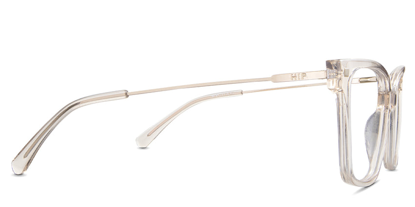 Dita eyewear in the pyrite variant - It has a Gold metal temple arm and transparent light brown temple tips