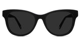 Dumo black tinted Standard Solid sunglasses in midnight variant - it's a square thin full-rimmed frame with a regular thick temple.