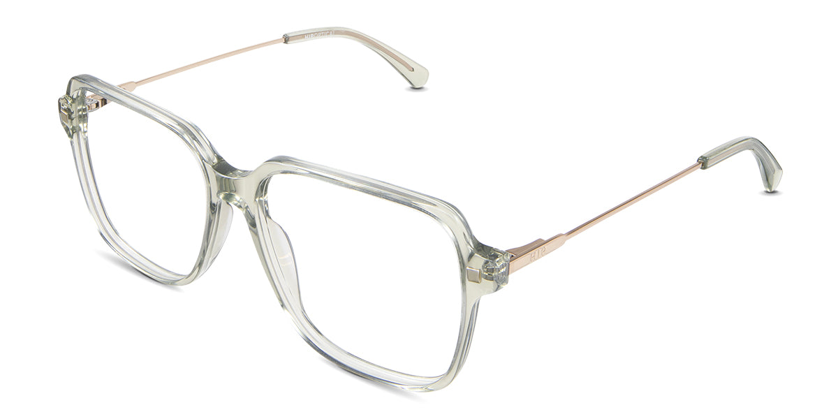 Elma acetate frame in olive variant - it's a wide frame with a combination of acetate and metal frames.