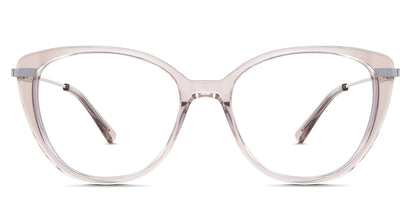 Elora acetate frame in morganite variant - It's a combination of round and cat eye frame shapes.