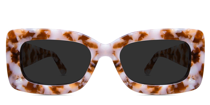 Erid black tinted Standard Solid sunglasses in praline variant with broad arms and Hip optical lgo