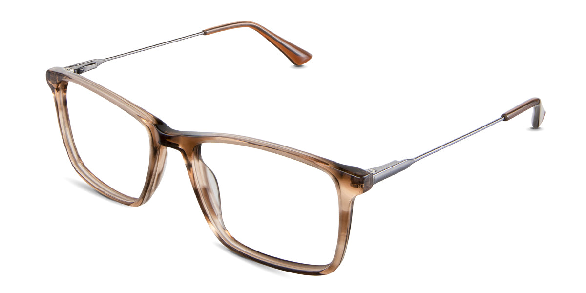 Ero eyeglasses in cashmere variant - has a crystal brown color rim and temple tip