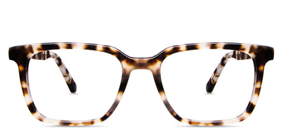 Deshler Jr acetate frame in featherstone variant - It's a square frame with a tortoise pattern.