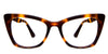 Kline Jr acetate frame in chocolate pudding variant - it's a cat eye frame with color brown, dark brown and golden brown.