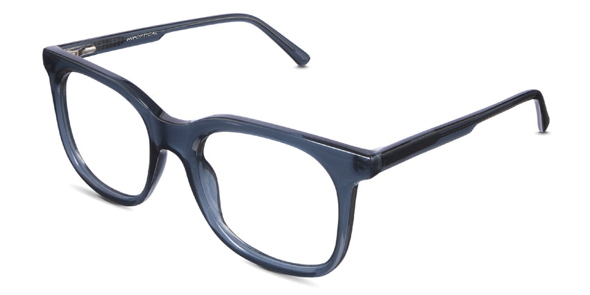 Gauri eyeglasses in olympic variant - it's graysh blue frame with thin temple arms