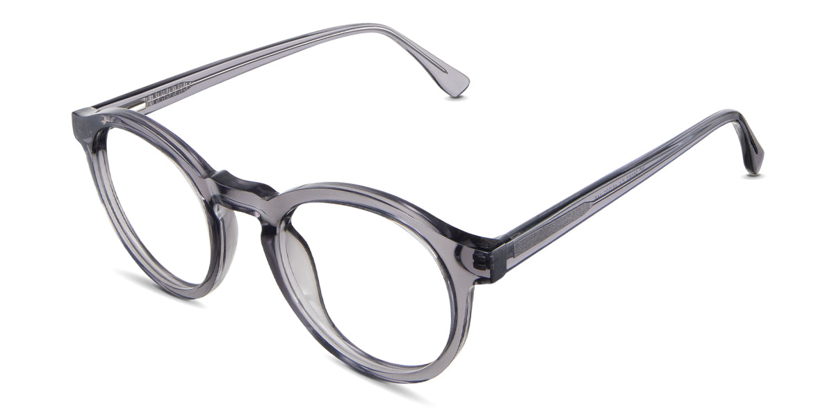 Geo eyewear glasses in lupine variant - it's a full-rimmed frame with a built-in nose pad.
