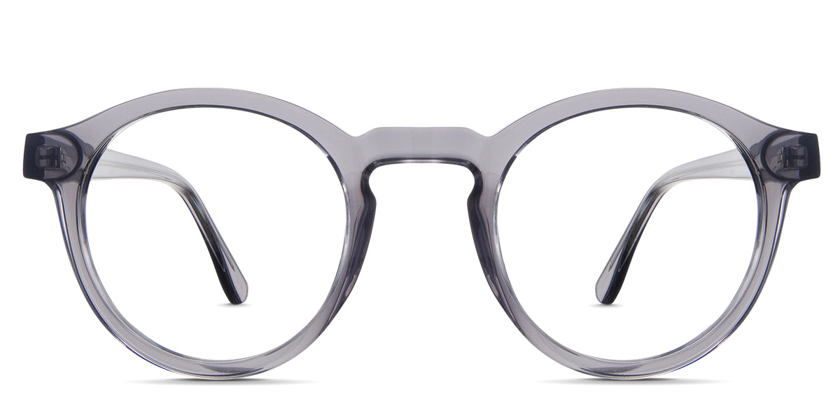 Geo men's frame in lupine variant - it's a medium thick acetate frame in lavender-blue or purple color.