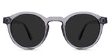 Geo black tinted Standard Solid sunglasses in lupine variant - it's a regular thick full-rimmed acetate frame with a built-in nose pad.