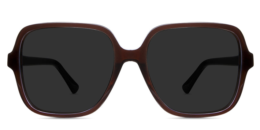 Gia black tinted Standard Solid sunglasses in merlot variant - it's a square acetate frame with narrow size nose bridge and thin rims.