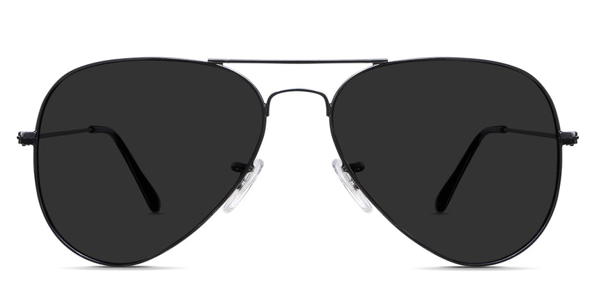 Goro black tinted Standard Solid aviator style sunglasses in sumi variant thin border in oval shape