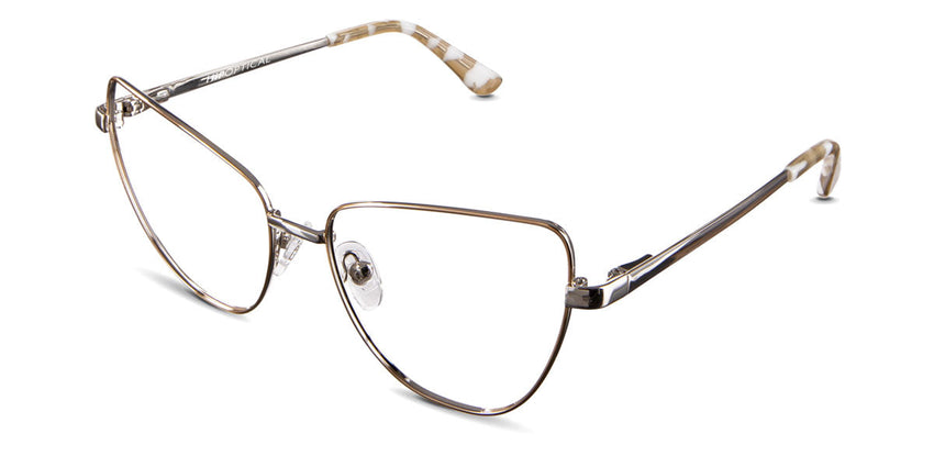 Maguire eyeglasses in citronella variant - it's golden metal wired frame - with writtern Hip Optical inside of right arm