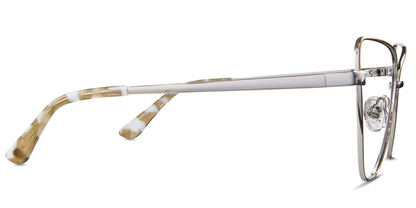 Maguire frame in citronella variant - this cat eye shaped frame has adjustable nose clear pads and low nose bridge