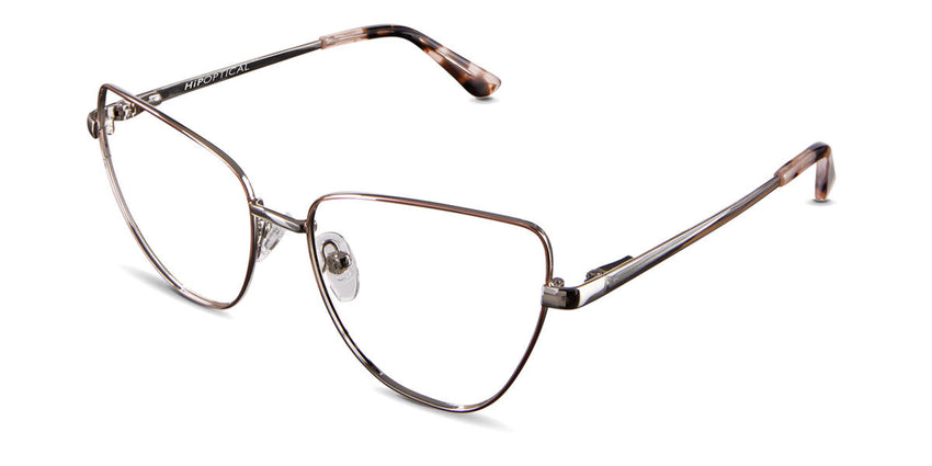 Maguire eyeglasses in demure variant - it's metal wired frame - with writtern Hip Optical inside of right arm and low nose bridge