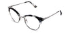 Harkin glasses in pebble beach variant - silver cat eye frame made with metal and acetate material on top bar of viewing area